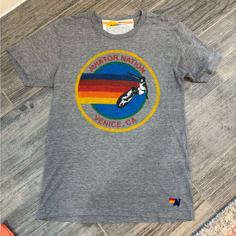 Aviator Nation Venice Crew Tee Shirt - Heather Grey